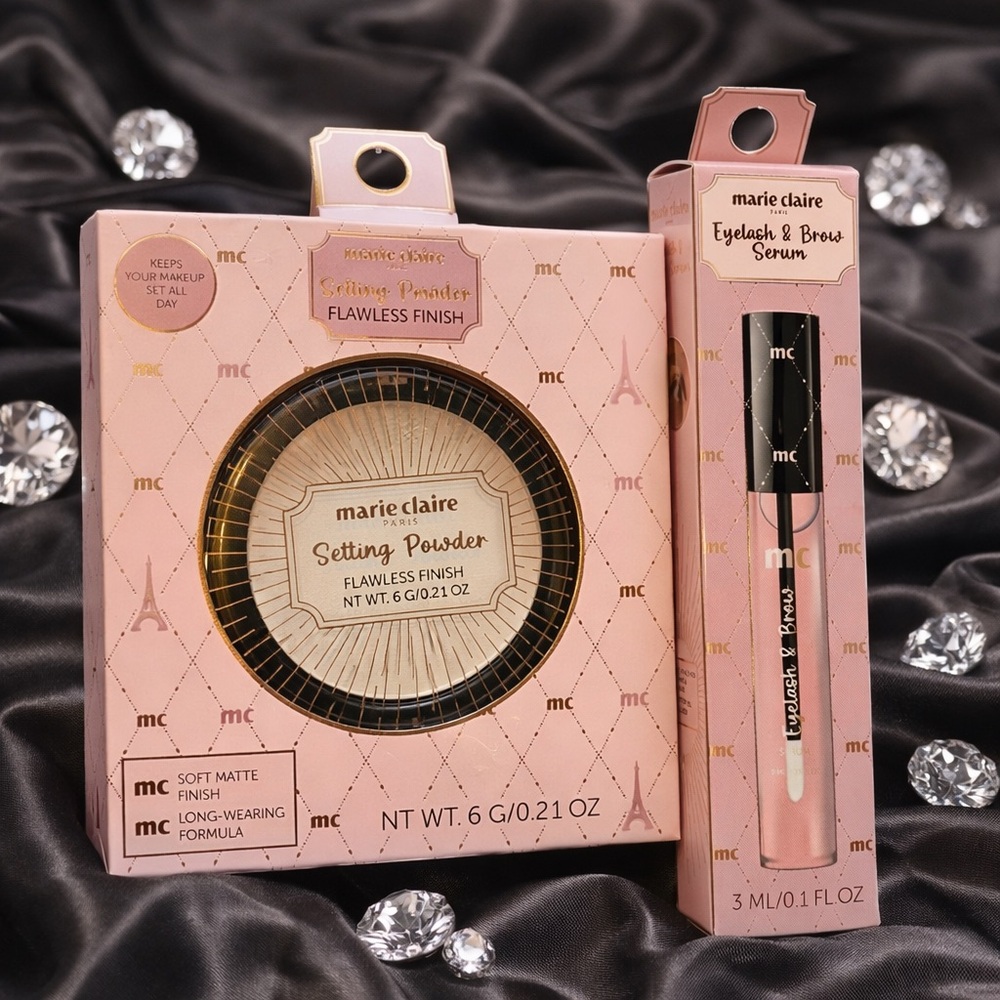 Marie Claire Setting Powder + Lash & Brow Serum Bundle
